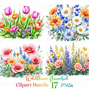 17 Wildflower Field Border Clipart Png, Watercolor Pastel Wildflowers Border, Summer Floral nature, Watercolor Clipart, Boho Floral Clipart