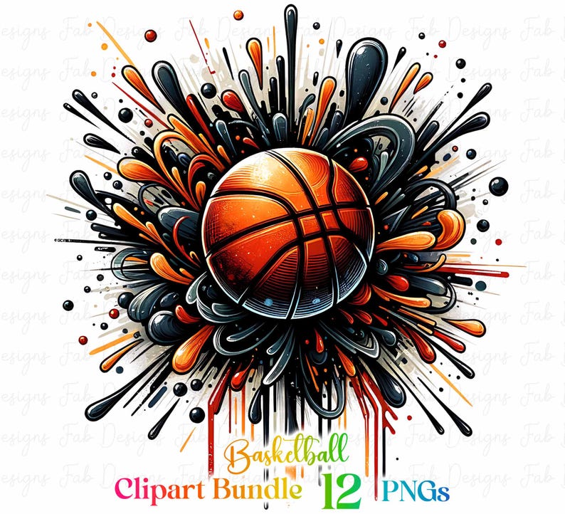 Watercolor Basketball Clipart: Sports Sublimation PNG Bundle (12 PNG ...