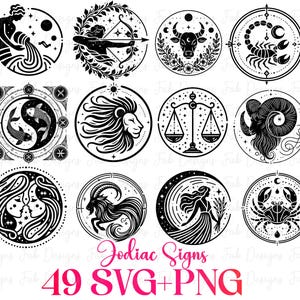 49 Zodiac Svg Bundle, Horoscope Svg, Astrology Signs svg, Zodiac Symbols Svg, Gemini Svg, Aries Svg Virgo Svg Libra Svg Svg Files For Cricut