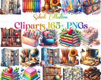 School PNG Back To School Printable Pastel School Supplies Clipart Cute Kawaii School Clipart School stationery Classroom PNG Commercial Use