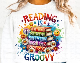 Leggere è fantastico PNG: design floreale boho per libri (download digitale)