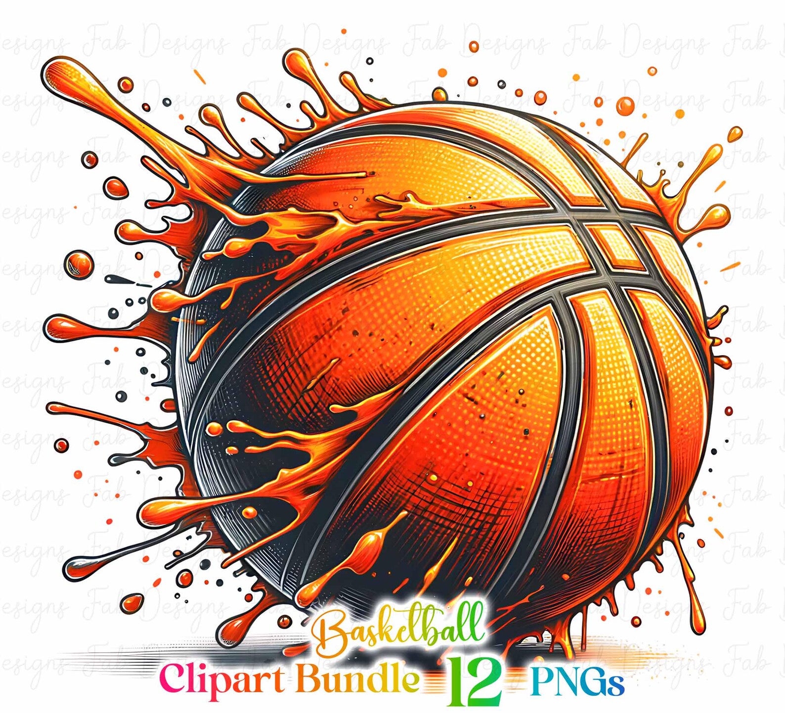 Watercolor Basketball Clipart: Sports Sublimation PNG Bundle (12 PNG ...