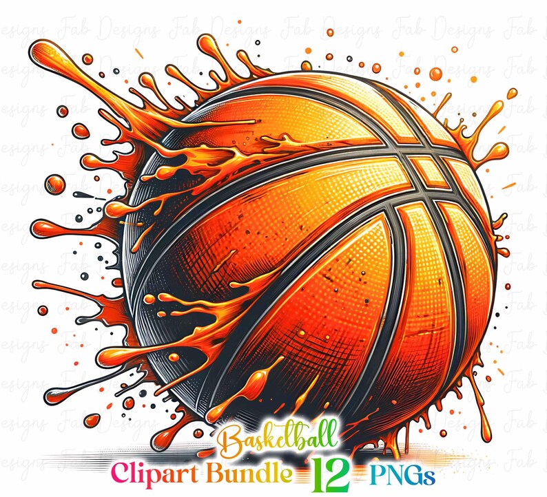 Watercolor Basketball Clipart: Sports Sublimation PNG Bundle (12 PNG ...