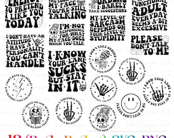 Paquete SVG de calavera sarcástica: diseños de humor para adultos (descarga digital)