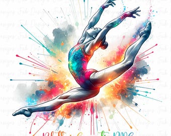 Colorful Iridescent Gymnast Png, Sublimation Design, Gymnastics Png, Rhythmic Gymnastics, T-Shirt Design, Digital Download Png, DTF Png