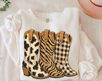 Brushstroke Cowboy Boots PNG | Checkered Png | Leopard Print PNG | Polka Dots png | Cowboy Graphics | Western Graphics | Cowgirl Design |