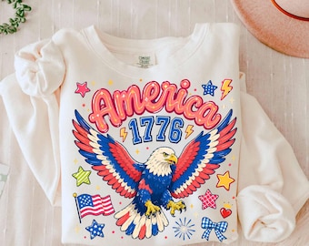 America Eagle Png, 4th Of july png, America 1776 Png, Preppy Patriotic Eagle Png, Fourth Of July Eagle Png, Patriotic Sublimation Png