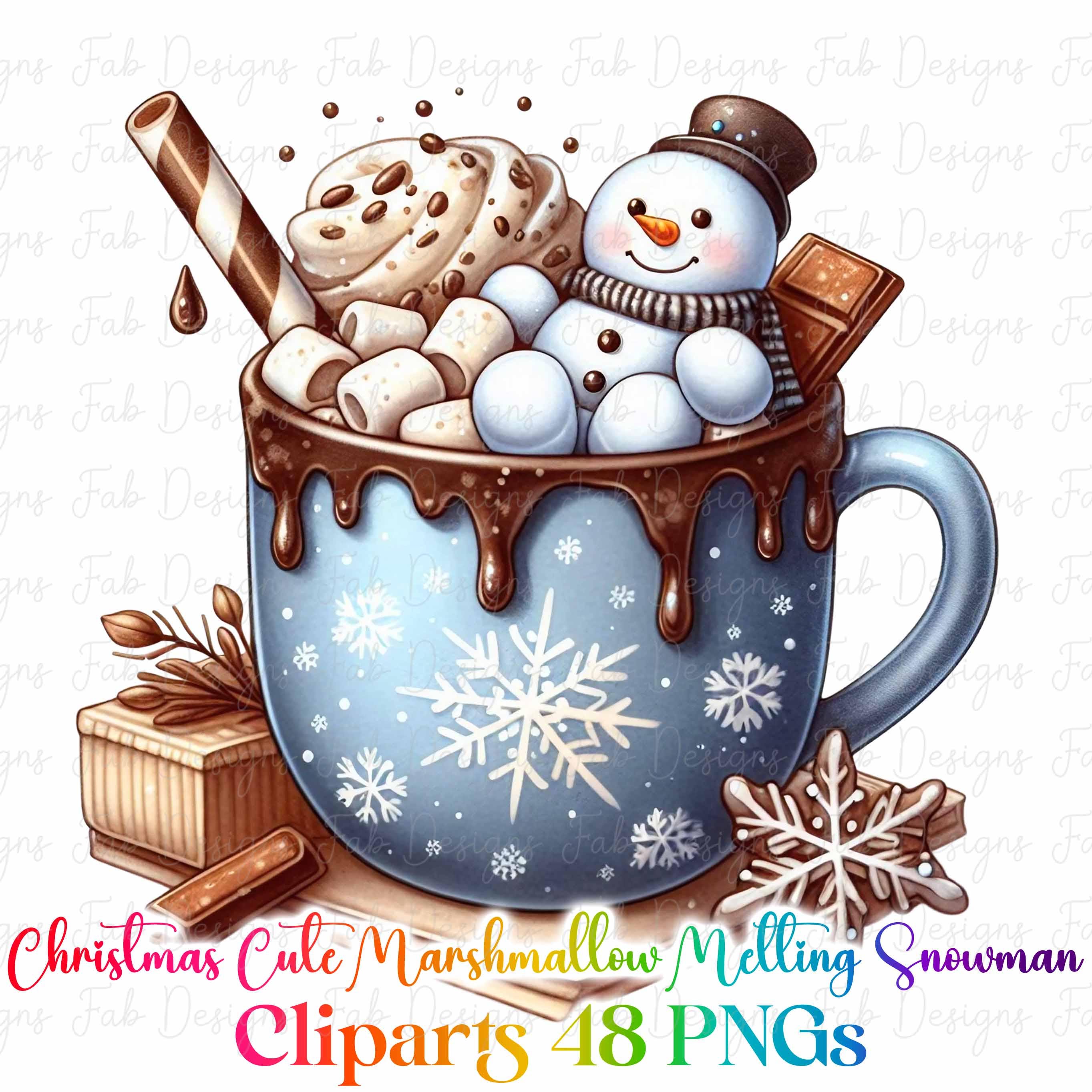Melting Snowman Hot Cocoa PNG: Winter Digital Download - Etsy