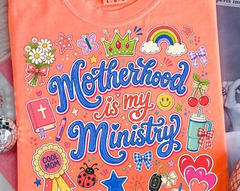 Motherhood Is My Ministry PNG, Mama PNG, Mom Life PNG, Spring Png, Whimsy Png, Girly Png, Dainty Png, Stars Png, Preppy Png