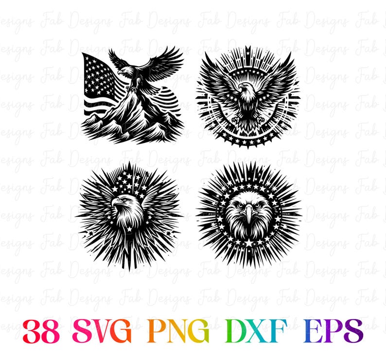 40 American Flag Eagle SVG, 4th of July SVG Bundle, Patriotic SVG ...