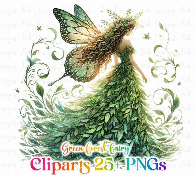 Forest Fairy Watercolor Clipart: Fantasy PNG Images (digital Download ...