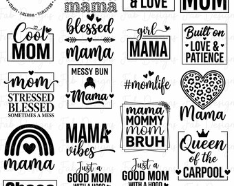 Happy Mother's Day SVG Bundle, Mom Heart Designs, mothers day svg, mom life svg, mama svg, blessed mama svg,  mom quotes svg, Mom tshirt png