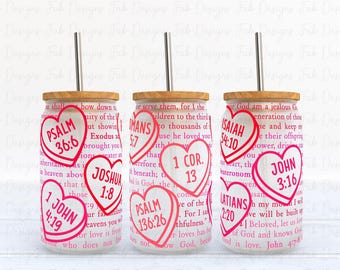 Bible Verses 16oz Glass Can Wrap, Christian Sublimation Design, Bible Verses PNG, Religious Faith-based PNG, Bible Affirmation PNG,Jesus png