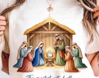 Greatest Gift of all PNG | Bow Nativity Coquette Christmas Sublimation PNG Design | Hand Drawn | Manger PNG| Bow Manger Png | Christmas Bow