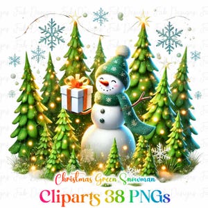 Christmas Snowman Clipart: Festive PNG Graphics (Digital Download, Commercial Use OK