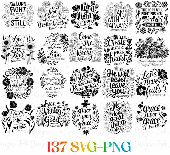 Inspirational Bible Verse SVG Bundle: Wildflower Christian Designs (Digital Download