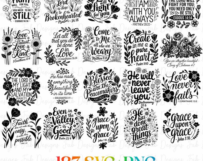 Motivational Bible Verse SVG Bundle Christian Quotes PNG EPS Scripture ...