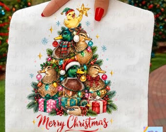 Duck Christmas Tree PNG, Stacked Mallard Ducks Tree with Lights and Duckling, Merry Christmas Duck Shirt, Holiday Mallard Sweatshirt