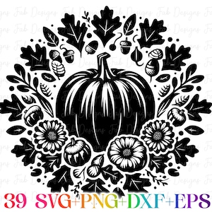 39 Halloween pumpa SVG-paket, Halloween svg, Thanksgiving, höst svg, png, svg-filer för Cricut, silhuett, sublimeringsdesign nedladdningar bild 3