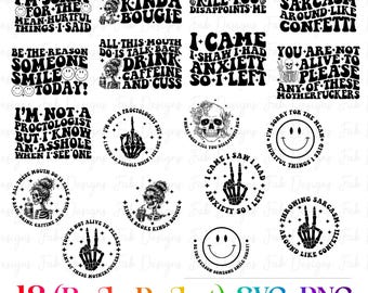 18 Snarky skulls bundle designs SVG, Adult humor svg, Sarcastic bundle svg, Funny skeleton bundle svg, skeleton svg, Sassy Bundle svg