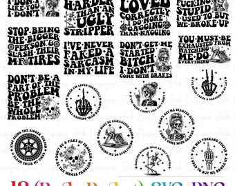 Paquete SVG de calaveras sarcásticas: diseños de humor adulto (descarga digital)