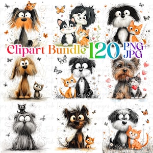 120 cliparts amitié décalés, mignon sauvage un aquarelle amitié décalée bébé animal PNG, pour décoration de chambre à coucher, baby shower, clipart chambre d'enfant