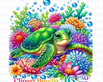 Watercolor Turtle Clipart Bundle: Undersea Sea Animals (Digital Download)