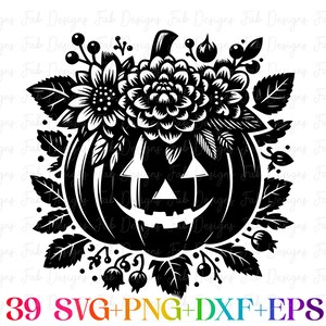 39 Halloween pumpa SVG-paket, Halloween svg, Thanksgiving, höst svg, png, svg-filer för Cricut, silhuett, sublimeringsdesign nedladdningar bild 5