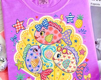 Preppy Fish Png| Female Fishing Png | Colorful Maximalist Sublimation |Summer Vacation Png, Funny Beach Png|Girls Fish Too|