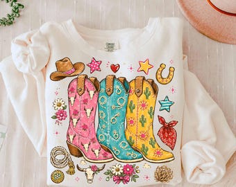 Cowboy Boots PNG, Brushstroke Checkered Png, Leopard Print PNG, Polka Dots png, Western Cowgirl Design