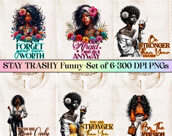 Black Woman Inspirational Clipart PNGs: Afro Woman Motivation (Digital Download)