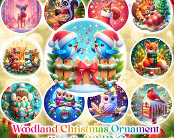 Christmas Woodland Animals Ornament PNG Bundle: 3D Sublimation Designs (Digital Download)