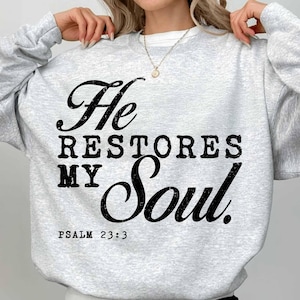 He Restores My Soul Design: Retro Typography PNG (Digital Download)