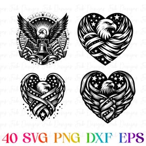 40 American Flag Eagle SVG, 4th of July SVG Bundle, Patriotic SVG ...