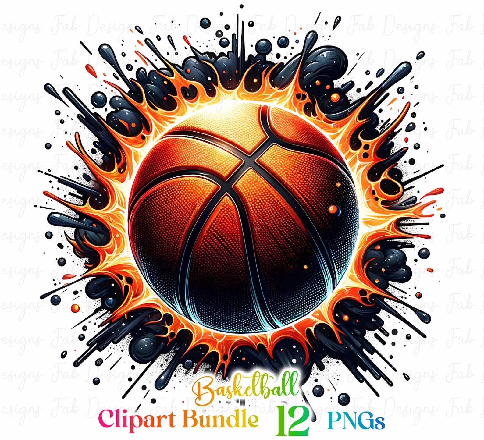Watercolor Basketball Clipart: Sports Sublimation PNG Bundle (12 PNG ...
