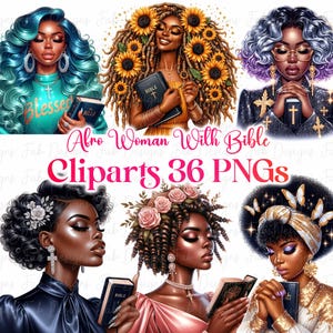 Praying Black Girl Clipart: Faith, Jesus, Afro Girl (Digital Download PNG)