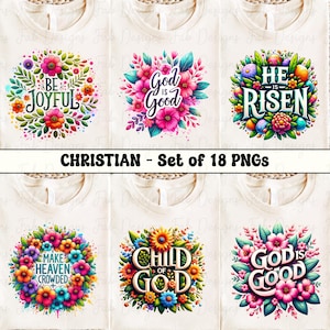 18 Floral Christian Png Bundle, Jesus Png, Religious Shirt Png, Bible Verse Png, Spirit Png, Motivational Quotes, Sublimation Design