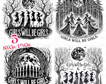 Funny Witch Girls SVG PNG: Halloween Witches (Digital Download)