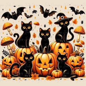 Black Cat Pumpkin Png, Ghots Cat Png, Retro halloween Png, Gothic Png, Black Cat Png, Fall Png, Halloween Cat Mama Shirt, Autumn Png