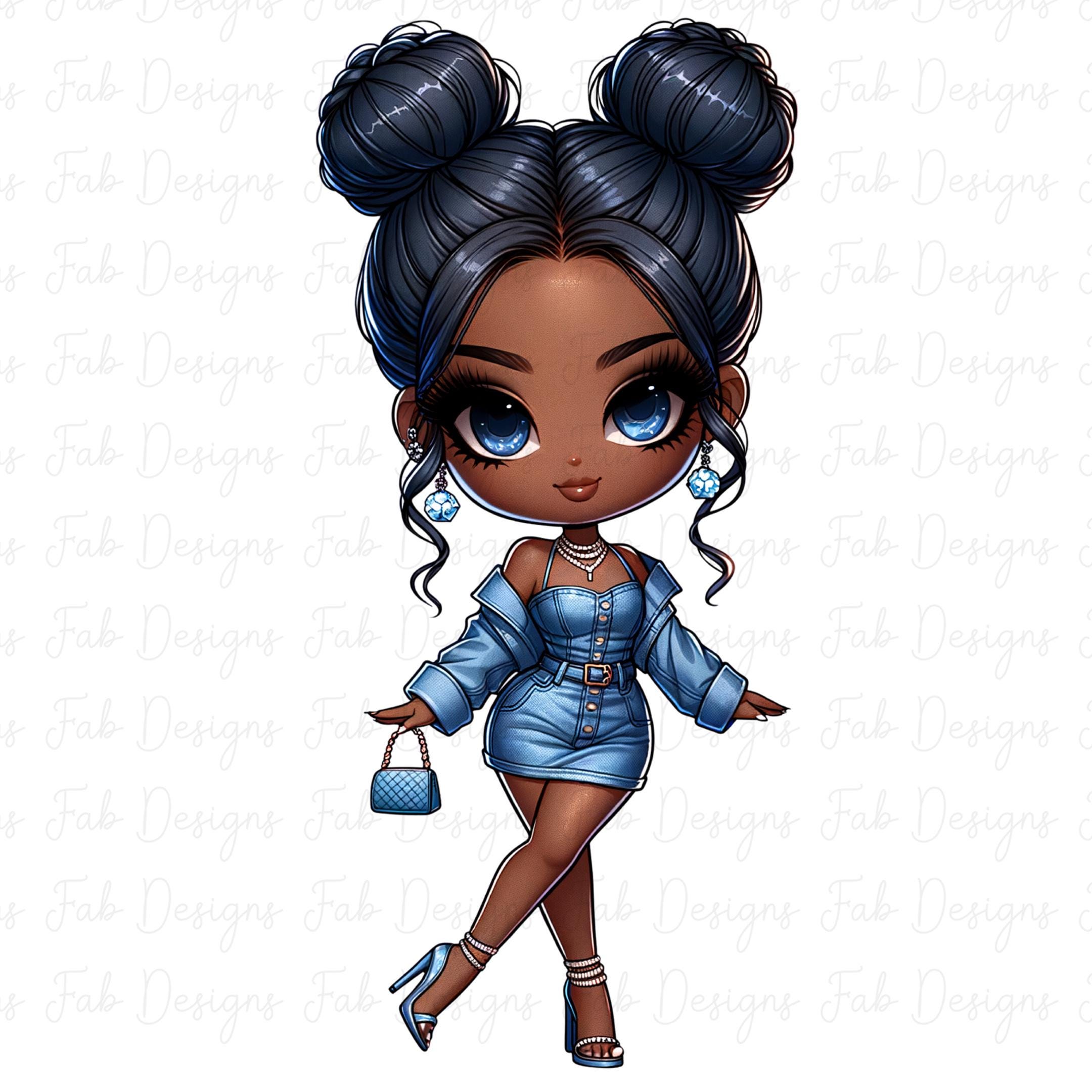 26 Chibi Black Girl Clipart Bundle: Fashion Graphics (digital Download ...