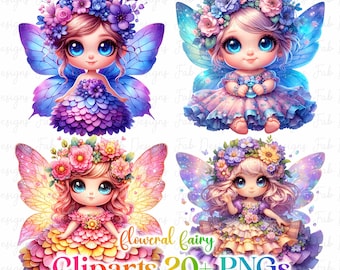 Watercolor Fairies Clipart Bundle: Fantasy Illustrations (Digital Download)