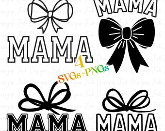 4 Coquette Bow Mama SVG PNG Bow Varsity Font Mama Svg Png, Trendy Mama Digital File, Pink Coquette Mama Shirt Design, Mama Shirt cut file