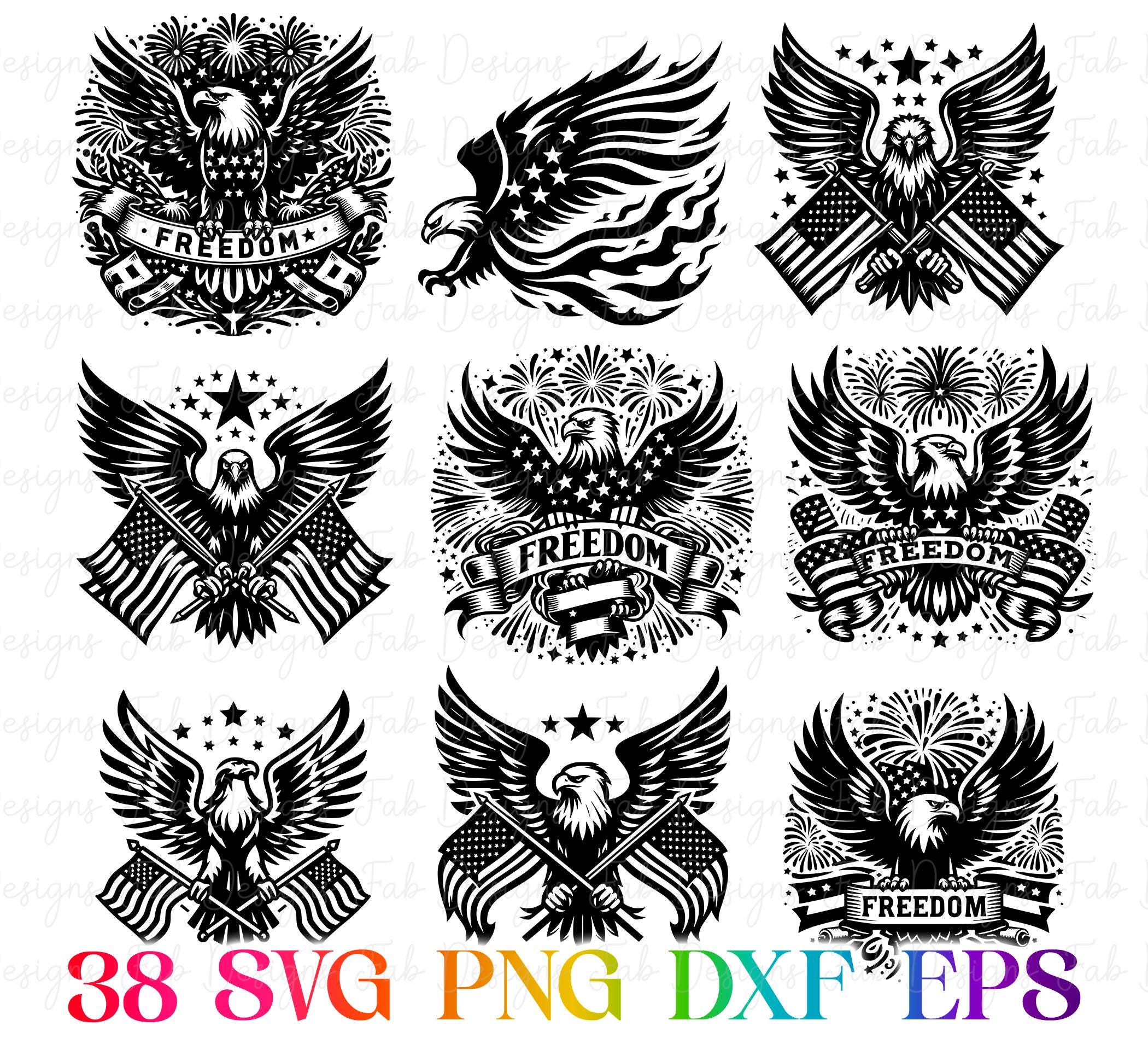 40 American Flag Eagle SVG, 4th of July SVG Bundle, Patriotic SVG ...