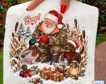 Boop Santa Duck Hunting PNG, Camo Santa with Mallard and Lab Puppy, Funny Hunting Christmas Shirt Design, Duck Hunter Dog Lover Sweatshirt