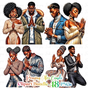 Black Christian Couple PNGs: Faith Clip Art Bundle (Digital Download)