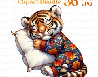 36 watercolor Sleepy Animal clipart PNG bundle, woodland animal bundle, Cute Animal Clipart, Watercolor Cute Animal Clipart, Nursery Print