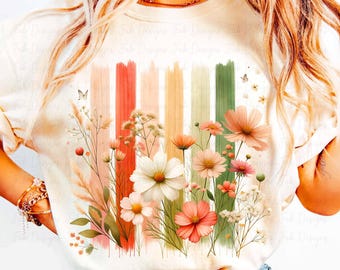 Spring Wildflowers png, Floral Brushstrokes Design, Spring Flowers, Summer png, Digital Download, PNG File, Sublimation and DTF Design