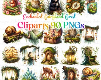 Forest Fairy Clipart: Watercolor Fantasy Art (Digital Download, JPGs