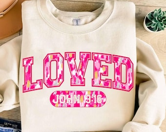 Loved John 3:16 Brushstroke PNG, Retro Valentine Png, Valentine Day Png, Bible Verse Png, Valentine's Day Png, Christian Valentine Loved PNG
