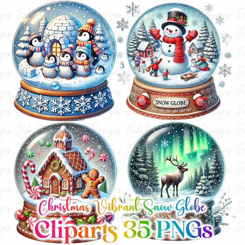 Snow Globes Clipart - Etsy
